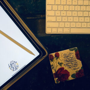 Flat lay of iPad on desk. New Year, New Digital Bullet Journal