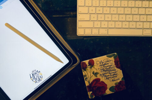 Flat lay of iPad on desk. New Year, New Digital Bullet Journal