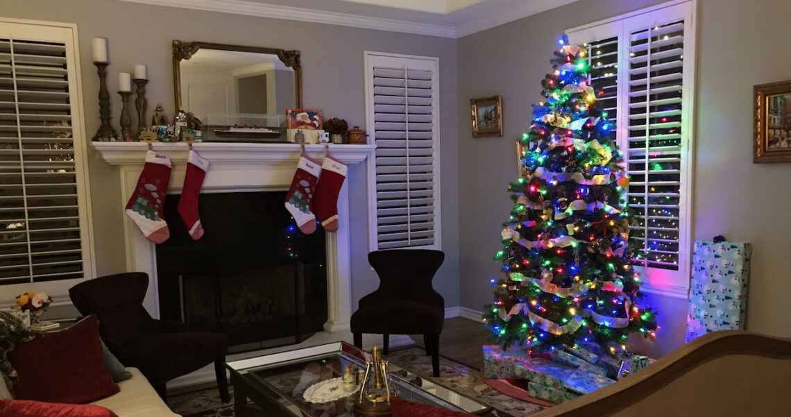 Christmas Tree in Living Room. Christmas Reflection 2020