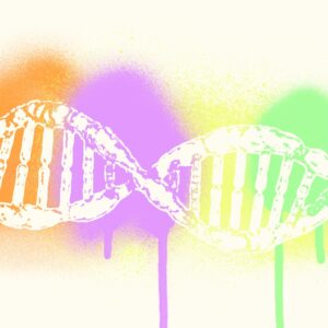 Genetic strand with watercolor. Genetic testing during my DCIS decision-making process