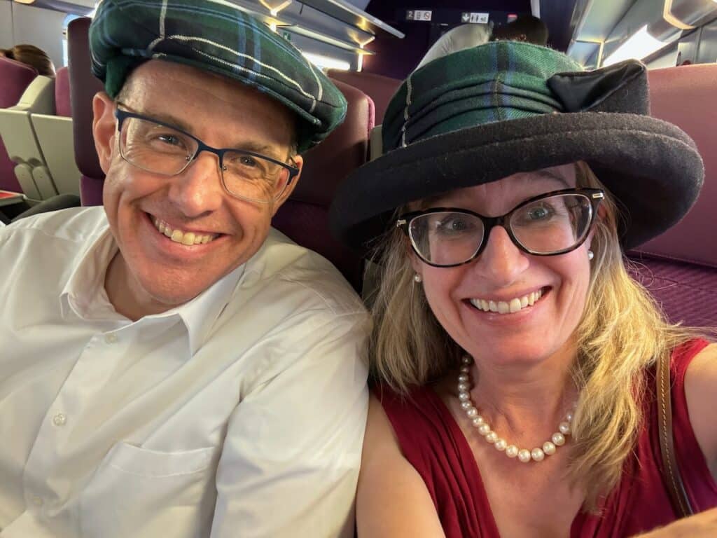 Author and husband on board the TGV