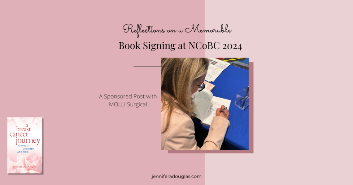 Pink image with text reading reflections on a memorable book signing at NCOBC 2024.