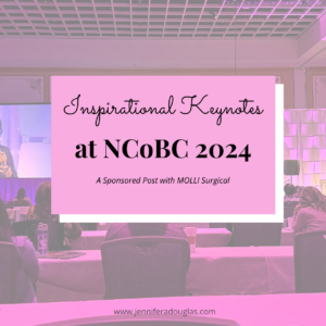 Photo of conference room with text reading inspirational keynotes at NCOBC 2024