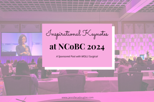 Photo of conference room with text reading inspirational keynotes at NCOBC 2024