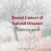 breast cancer and natural disaster resource guide with background image of a fire on a hillside