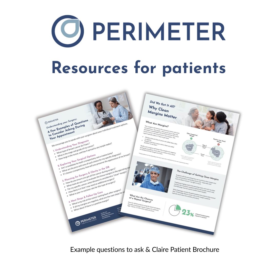Graphic with two documents side by side. Text reads Perimeter resources for patients