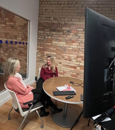 author and guest in production studio for a show. Breast Practices with Molli Surgical